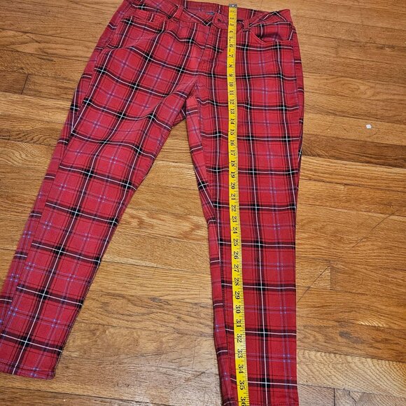 Woman's Arizona Jeans Co punk grungecore plaid mid rise skinny jeans size 13 - Picture 9 of 11